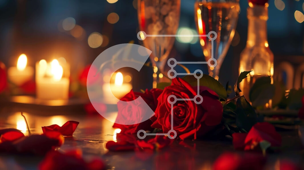 Intra Συλλεκτικό Ξύλινο Παζλ Plywood  4mm - Ρομαντικό τραπέζι με κόκκινα τριαντάφυλλα και κρασί Σε Ξύλινο Κουτί - Διαστάσεις: 10x10 cm – 25 κομμάτια