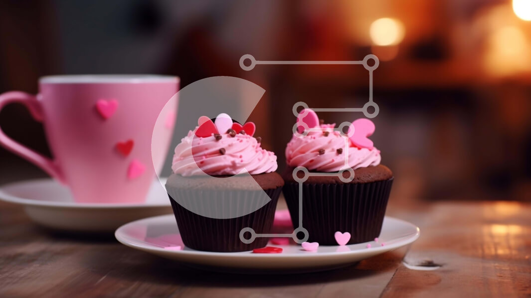 Intra Συλλεκτικό Ξύλινο Παζλ Plywood  4mm - Ρομαντικά cupcakes με φλιτζάνι καφέ Σε Ξύλινο Κουτί - Διαστάσεις: 10x10 cm – 25 κομμάτια