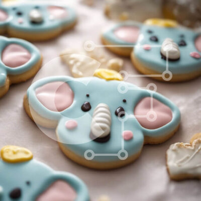 Intra Συλλεκτικό Ξύλινο Παζλ Plywood 4mm - Ομάδα διακοσμημένων μπισκότων σε σχήμα ελέφαντα Σε Ξύλινο Κουτί - Διαστάσεις: 10x10 cm – 25 κομμάτια - Image 1