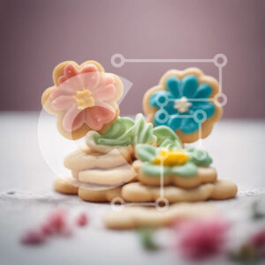 Intra Συλλεκτικό Ξύλινο Παζλ Plywood  4mm - Πολύχρωμο λουλούδι διακοσμημένα μπισκότα στοίβα Σε Ξύλινο Κουτί - Διαστάσεις: 10x10 cm – 25 κομμάτια