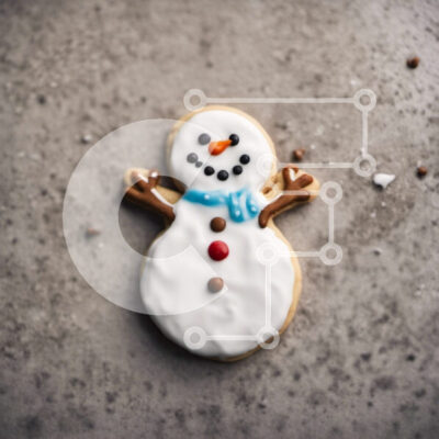 Intra Συλλεκτικό Ξύλινο Παζλ Plywood 4mm - Μπισκότο σε σχήμα χιονάνθρωπου με παγωμένο και μπλε ψεκασμοί Σε Ξύλινο Κουτί - Διαστάσεις: 10x10 cm – 25 κομμάτια - Image 1