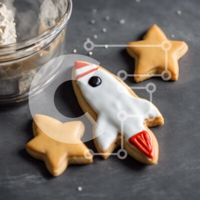 Intra Συλλεκτικό Ξύλινο Παζλ Plywood  4mm - Μπισκότα διακοσμημένα με ρουκέτα και αστέρια Σε Ξύλινο Κουτί - Διαστάσεις: 10x10 cm – 25 κομμάτια - Image 1