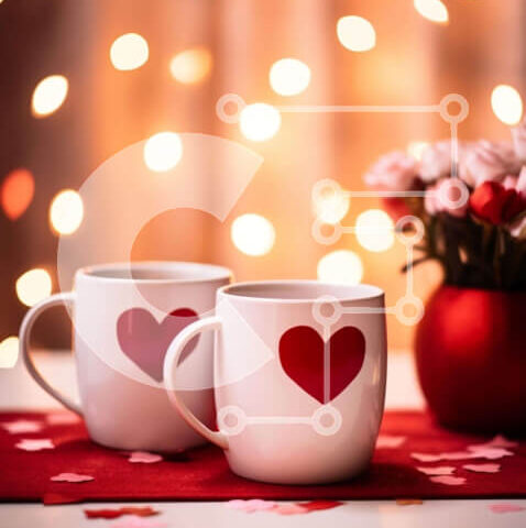 Intra Συλλεκτικό Ξύλινο Παζλ Plywood 4mm - Κούπες καφέ με διακοσμητικά σε σχήμα καρδιάς σε τραπέζι Σε Ξύλινο Κουτί - Διαστάσεις: 10x10 cm – 25 κομμάτια - Image 1