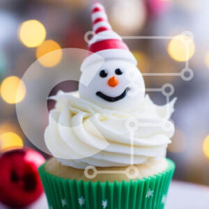 Intra Συλλεκτικό Ξύλινο Παζλ Plywood  4mm - Χιονάνθρωπος Cupcake με White Frosting και Green Sprinkles Σε Ξύλινο Κουτί - Διαστάσεις: 10x10 cm – 25 κομμάτια