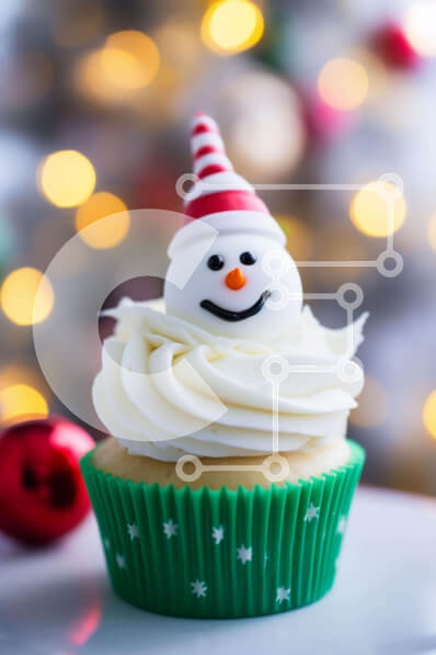 Intra Συλλεκτικό Ξύλινο Παζλ Plywood  4mm - Χιονάνθρωπος Cupcake με White Frosting και Green Sprinkles Σε Ξύλινο Κουτί - Διαστάσεις: 10x10 cm – 25 κομμάτια