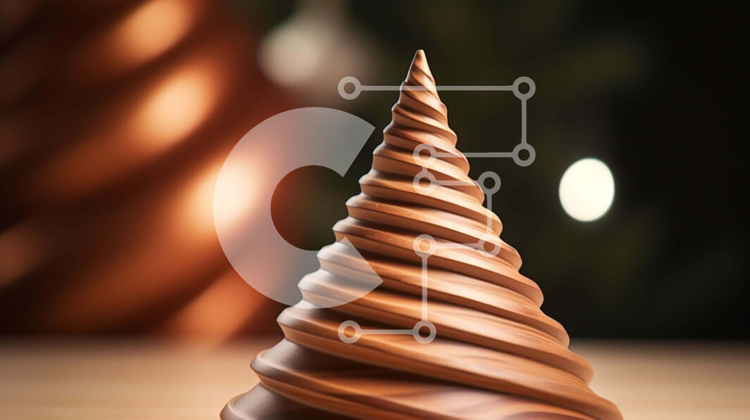 Intra Συλλεκτικό Ξύλινο Παζλ Plywood  4mm - Στολίδι ανάποδο σπιράλ από χωνάκι σοκολάτας Σε Ξύλινο Κουτί - Διαστάσεις: 10x10 cm – 25 κομμάτια