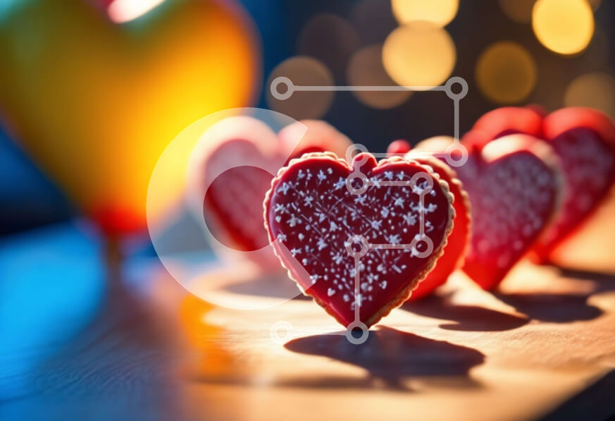 Intra Συλλεκτικό Ξύλινο Παζλ Plywood  4mm - Μπισκότα καρδιάς για την ημέρα του Αγίου Βαλεντίνου στο τραπέζι Σε Ξύλινο Κουτί - Διαστάσεις: 10x10 cm – 25 κομμάτια