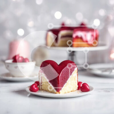 Intra Συλλεκτικό Ξύλινο Παζλ Plywood  4mm - Κέικ σε σχήμα καρδιάς με κόκκινο γλάσο σε πιάτα Σε Ξύλινο Κουτί - Διαστάσεις: 10x10 cm – 25 κομμάτια - Image 1