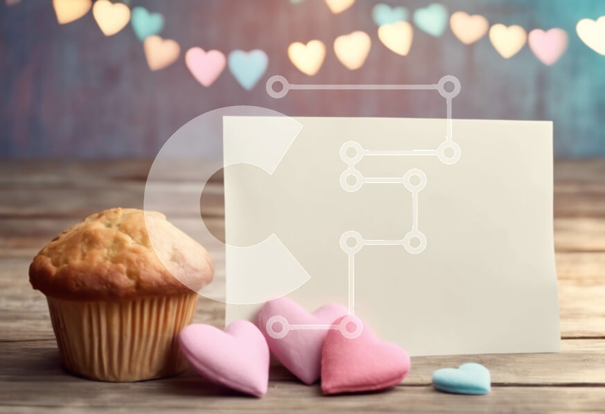 Intra Συλλεκτικό Ξύλινο Παζλ Plywood  4mm - Cupcake με καραμέλες σε σχήμα καρδιάς και κάρτα σημειώσεων Σε Ξύλινο Κουτί - Διαστάσεις: 10x10 cm – 25 κομμάτια