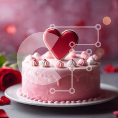 Intra Συλλεκτικό Ξύλινο Παζλ Plywood 4mm - Τούρτα του Αγίου Βαλεντίνου με παγωτό σε σχήμα καρδιάς και τριαντάφυλλα Σε Ξύλινο Κουτί - Διαστάσεις: 10x10 cm – 25 κομμάτια - Image 1