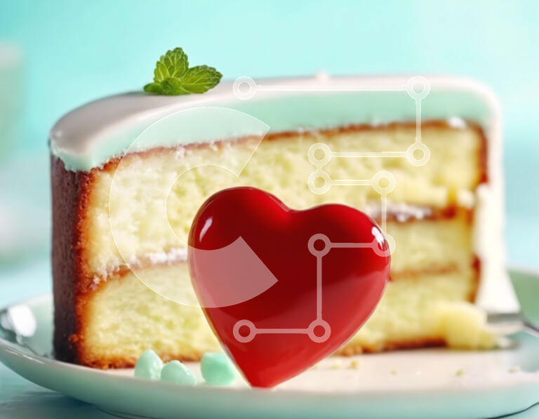 Intra Συλλεκτικό Ξύλινο Παζλ Plywood  4mm - Φέτα κέικ με στολίδι καρδιάς Σε Ξύλινο Κουτί - Διαστάσεις: 10x10 cm – 25 κομμάτια