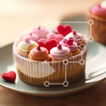 Intra Συλλεκτικό Ξύλινο Παζλ Plywood  4mm - Cupcake σε σχήμα καρδιάς με πολύχρωμο πάγωμα και πασπάλισμα Σε Ξύλινο Κουτί - Διαστάσεις: 10x10 cm – 25 κομμάτια - Image 1