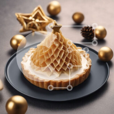 Intra Συλλεκτικό Ξύλινο Παζλ Plywood  4mm - Επιδόρπιο με χριστουγεννιάτικο θέμα με ανάποδο σχήμα χριστουγεννιάτικου δέντρου και χρυσά στολίδια Σε Ξύλινο Κουτί - Διαστάσεις: 10x10 cm – 25 κομμάτια - Image 1