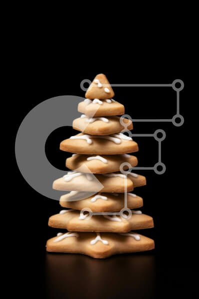 Intra Συλλεκτικό Ξύλινο Παζλ Plywood  4mm - Στοίβα από μπισκότα μελόψωμο σε σχήμα ανάποδο χριστουγεννιάτικο δέντρο Σε Ξύλινο Κουτί - Διαστάσεις: 10x10 cm – 25 κομμάτια