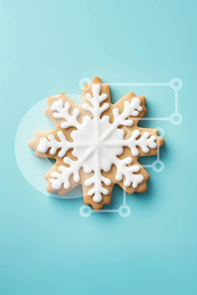 Intra Συλλεκτικό Ξύλινο Παζλ Plywood  4mm - Μπισκότο σε σχήμα νιφάδας χιονιού διακοσμημένο με λευκό πάγωμα σε μπλε φόντο Σε Ξύλινο Κουτί - Διαστάσεις: 10x10 cm – 25 κομμάτια