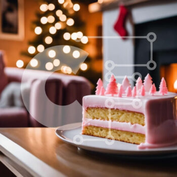 Intra Συλλεκτικό Ξύλινο Παζλ Plywood  4mm - Φρεσκοψημένο γιορτινό κέικ στο τραπέζι με τζάκι Σε Ξύλινο Κουτί - Διαστάσεις: 10x10 cm – 25 κομμάτια - Image 1