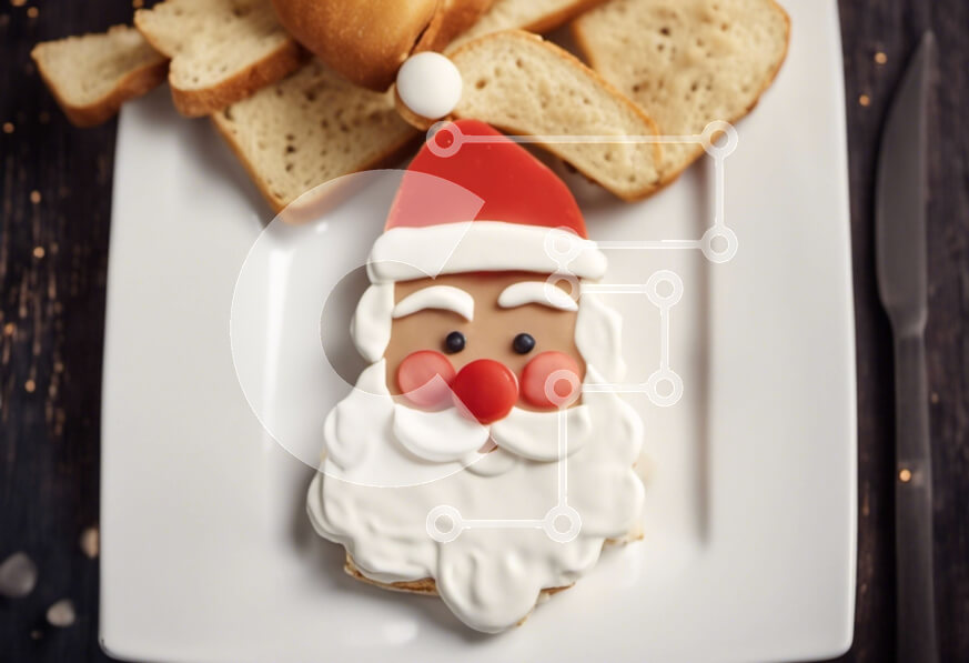 Intra Συλλεκτικό Ξύλινο Παζλ Plywood  4mm - Μπισκότο Άγιου Βασίλη στο πιάτο με φέτες ψωμί Σε Ξύλινο Κουτί - Διαστάσεις: 10x10 cm – 25 κομμάτια