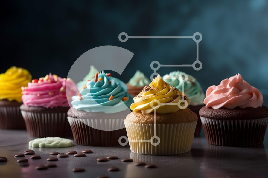 Intra Συλλεκτικό Ξύλινο Παζλ Plywood  4mm - Λαχταριστά cupcakes με μοναδικά σχέδια παγετού σε σκούρο φόντο Σε Ξύλινο Κουτί - Διαστάσεις: 10x10 cm – 25 κομμάτια