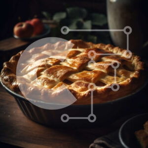 Intra Συλλεκτικό Ξύλινο Παζλ Plywood  4mm - Νόστιμη φρεσκοψημένη μηλόπιτα σε ξύλινο τραπέζι Σε Ξύλινο Κουτί - Διαστάσεις: 10x10 cm – 25 κομμάτια