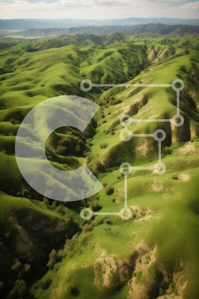 Intra Συλλεκτικό Ξύλινο Παζλ Plywood  4mm - Όμορφη εναέρια θέα στους πράσινους λόφους με τα δέντρα και το γαλάζιο του ουρανού Σε Ξύλινο Κουτί - Διαστάσεις: 10x10 cm – 25 κομμάτια