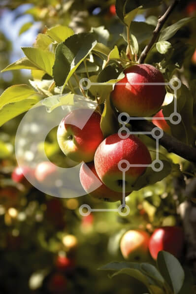 Intra Συλλεκτικό Ξύλινο Παζλ Plywood  4mm - Όμορφη εικόνα ενός δέντρου με ώριμα κόκκινα μήλα Σε Ξύλινο Κουτί - Διαστάσεις: 10x10 cm – 25 κομμάτια