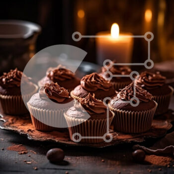 Intra Συλλεκτικό Ξύλινο Παζλ Plywood  4mm - Decadent Cupcakes σοκολάτας με παγωτό και ένα αναμμένο κερί Σε Ξύλινο Κουτί - Διαστάσεις: 10x10 cm – 25 κομμάτια - Image 1