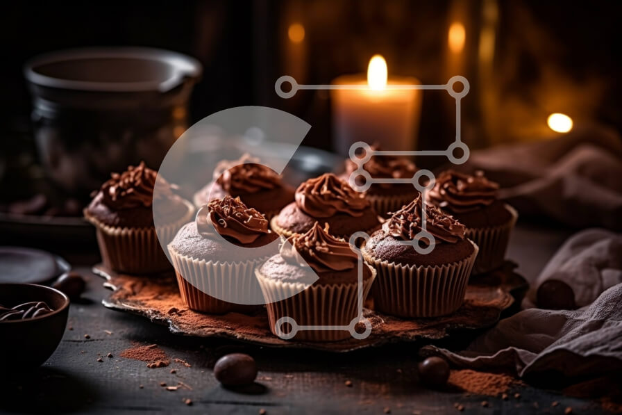 Intra Συλλεκτικό Ξύλινο Παζλ Plywood  4mm - Decadent Cupcakes σοκολάτας με παγωτό και ένα αναμμένο κερί Σε Ξύλινο Κουτί - Διαστάσεις: 10x10 cm – 25 κομμάτια - Image 1