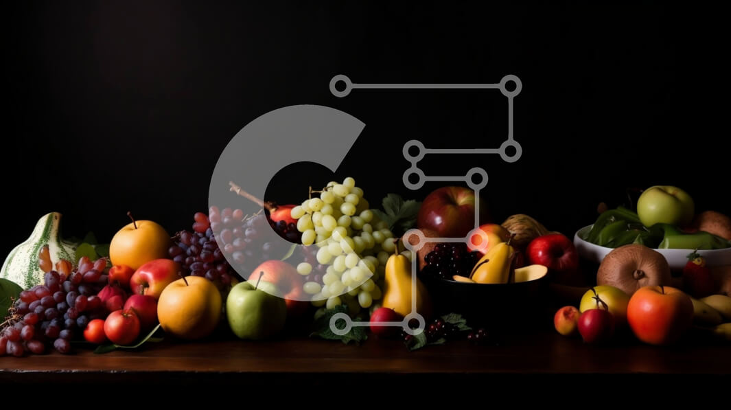 Intra Συλλεκτικό Ξύλινο Παζλ Plywood  4mm - Φρέσκα φρούτα και λαχανικά σε ένα τραπέζι Σε Ξύλινο Κουτί - Διαστάσεις: 10x10 cm – 25 κομμάτια