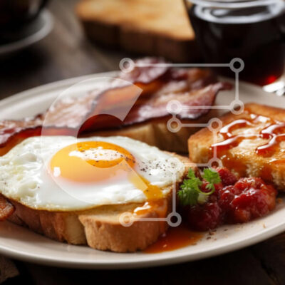 Intra Συλλεκτικό Ξύλινο Παζλ Plywood 4mm - Νόστιμο πιάτο πρωινού με τοστ, αυγό και χυμό πορτοκαλιού Σε Ξύλινο Κουτί - Διαστάσεις: 10x10 cm – 25 κομμάτια - Image 1