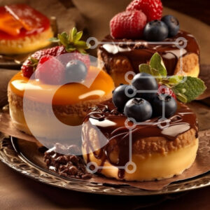 Intra Συλλεκτικό Ξύλινο Παζλ Plywood  4mm - Νόστιμα επιδόρπια με φρούτα και σάλτσες σε ένα πιάτο Σε Ξύλινο Κουτί - Διαστάσεις: 10x10 cm – 25 κομμάτια