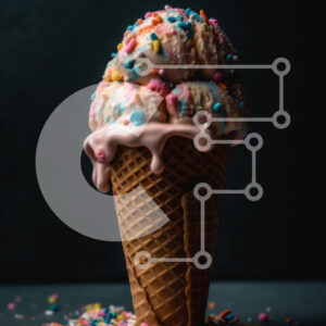 Intra Συλλεκτικό Ξύλινο Παζλ Plywood  4mm - Πολύχρωμο πασπαλισμένο χωνάκι παγωτού σε σκούρο φόντο Σε Ξύλινο Κουτί - Διαστάσεις: 10x10 cm – 25 κομμάτια