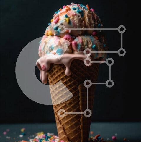 Intra Συλλεκτικό Ξύλινο Παζλ Plywood 4mm - Πολύχρωμο πασπαλισμένο χωνάκι παγωτού σε σκούρο φόντο Σε Ξύλινο Κουτί - Διαστάσεις: 10x10 cm – 25 κομμάτια - Image 1