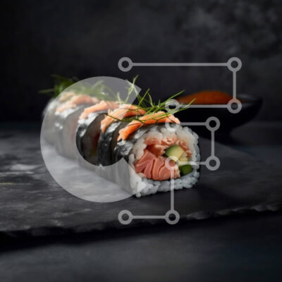 Intra Συλλεκτικό Ξύλινο Παζλ Plywood 4mm - Απολαύστε ένα γευστικό ρολό σούσι με σολομό και αγγούρι Σε Ξύλινο Κουτί - Διαστάσεις: 10x10 cm – 25 κομμάτια - Image 1