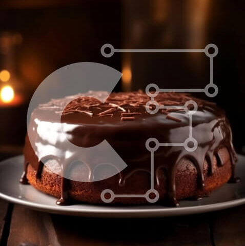 Intra Συλλεκτικό Ξύλινο Παζλ Plywood  4mm - Απολαυστικό κέικ σοκολάτας με γλάσο σοκολάτας και κερί για γιορτές Σε Ξύλινο Κουτί - Διαστάσεις: 10x10 cm – 25 κομμάτια - Image 1