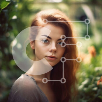 Intra Συλλεκτικό Ξύλινο Παζλ Plywood  4mm - Όμορφη νεαρή γυναίκα με κόκκινα μαλλιά σε έναν κήπο με λουλούδια Σε Ξύλινο Κουτί - Διαστάσεις: 10x10 cm – 25 κομμάτια - Image 1