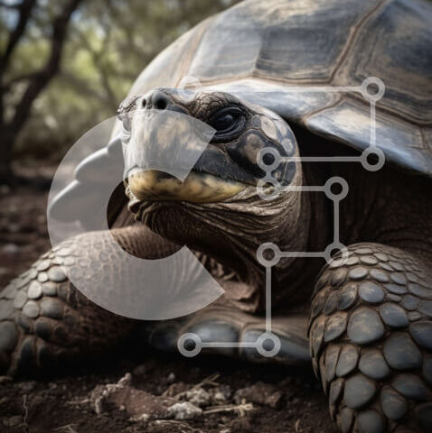 Intra Συλλεκτικό Ξύλινο Παζλ Plywood  4mm - Όμορφη εικόνα μιας χελώνας των Γκαλαπάγκος με το κεφάλι γερμένο Σε Ξύλινο Κουτί - Διαστάσεις: 10x10 cm – 25 κομμάτια - Image 1