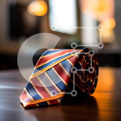 Intra Συλλεκτικό Ξύλινο Παζλ Plywood  4mm - Πολύχρωμη ριγέ γραβάτα σε ξύλινο τραπέζι Σε Ξύλινο Κουτί - Διαστάσεις: 10x10 cm – 25 κομμάτια - Image 1