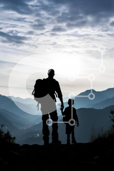 Intra Συλλεκτικό Ξύλινο Παζλ Plywood  4mm - Πατέρας και παιδί στην κορυφή του βουνού Σε Ξύλινο Κουτί - Διαστάσεις: 10x10 cm – 25 κομμάτια