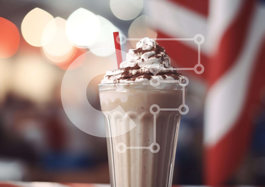 Intra Συλλεκτικό Ξύλινο Παζλ Plywood  4mm - Πατριωτικό Milkshake στο τραπέζι της αμερικανικής σημαίας Σε Ξύλινο Κουτί - Διαστάσεις: 10x10 cm – 25 κομμάτια