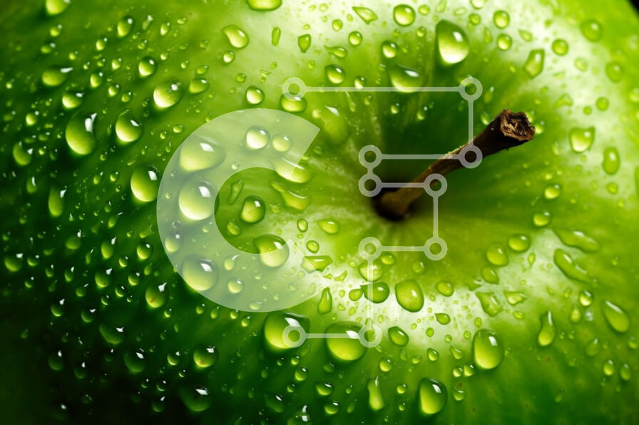 Intra Συλλεκτικό Ξύλινο Παζλ Plywood  4mm - Φρέσκο ​​και ζουμερό πράσινο μήλο με σταγονίδια νερού Σε Ξύλινο Κουτί - Διαστάσεις: 10x10 cm – 25 κομμάτια