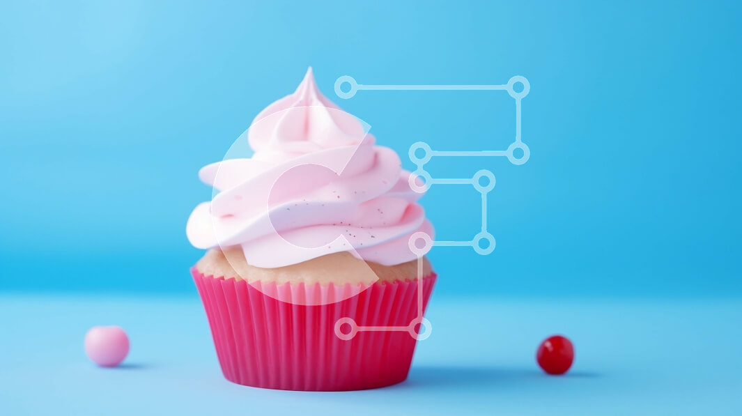 Intra Συλλεκτικό Ξύλινο Παζλ Plywood  4mm - Ροζ Cupcake με άσπρο πάγωμα σε μπλε φόντο Σε Ξύλινο Κουτί - Διαστάσεις: 10x10 cm – 25 κομμάτια - Image 1