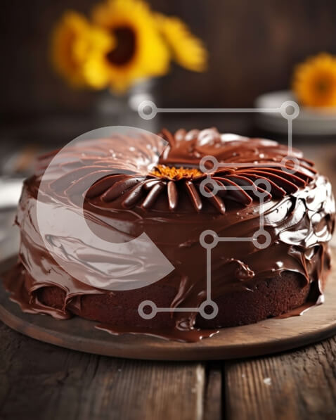 Intra Συλλεκτικό Ξύλινο Παζλ Plywood  4mm - Λαχταριστή εικόνα του κέικ σοκολάτας με παγωμένο σοκολάτα Σε Ξύλινο Κουτί - Διαστάσεις: 10x10 cm – 25 κομμάτια