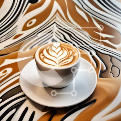 Intra Συλλεκτικό Ξύλινο Παζλ Plywood  4mm - Κομψό φλιτζάνι καφέ με σχέδιο Zebra σε ριγέ πιάτο Σε Ξύλινο Κουτί - Διαστάσεις: 10x10 cm – 25 κομμάτια - Image 1