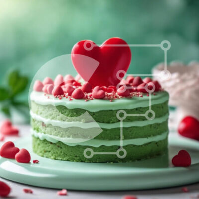 Intra Συλλεκτικό Ξύλινο Παζλ Plywood  4mm - Κέικ σε σχήμα καρδιάς με κόκκινες καρδιές και ψεκάζει σε λευκό πιάτο Σε Ξύλινο Κουτί - Διαστάσεις: 10x10 cm – 25 κομμάτια - Image 1