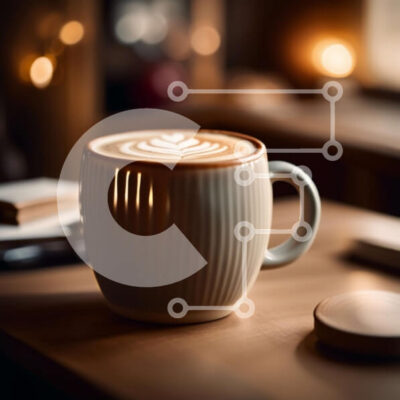 Intra Συλλεκτικό Ξύλινο Παζλ Plywood 4mm - Ζεστή και χαλαρωτική σκηνή με λευκό φλιτζάνι καφέ και Latte Art Design Σε Ξύλινο Κουτί - Διαστάσεις: 10x10 cm – 25 κομμάτια - Image 1