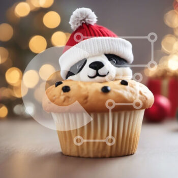 Intra Συλλεκτικό Ξύλινο Παζλ Plywood  4mm - Χαριτωμένο Panda Cupcake με Χριστουγεννιάτικα στολίδια Σε Ξύλινο Κουτί - Διαστάσεις: 10x10 cm – 25 κομμάτια - Image 1