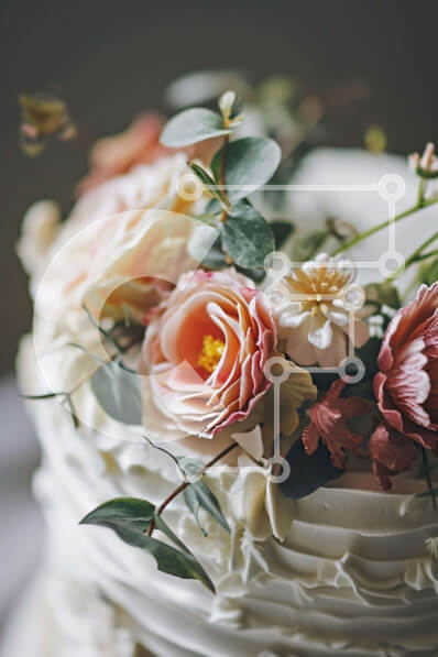 Intra Συλλεκτικό Ξύλινο Παζλ Plywood  4mm - Λευκή τούρτα διακοσμημένη με λουλούδια και πρασινάδα Σε Ξύλινο Κουτί - Διαστάσεις: 10x10 cm – 25 κομμάτια