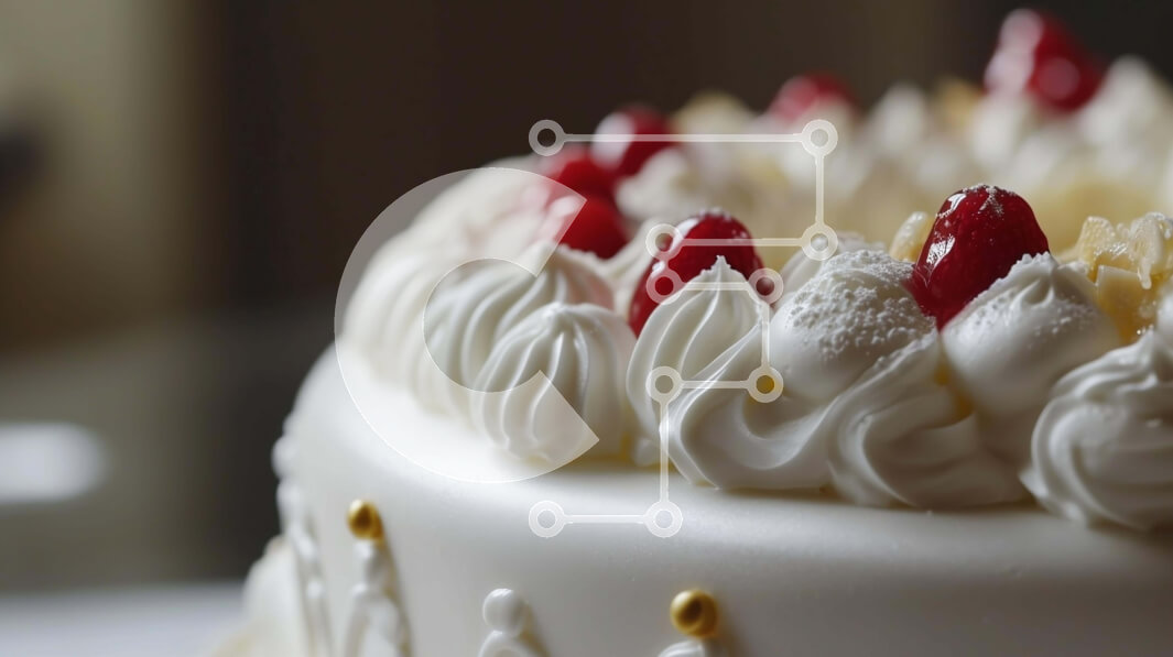 Intra Συλλεκτικό Ξύλινο Παζλ Plywood  4mm - Λευκό κέικ με κόκκινα και λευκά μούρα και σαντιγί Σε Ξύλινο Κουτί - Διαστάσεις: 10x10 cm – 25 κομμάτια