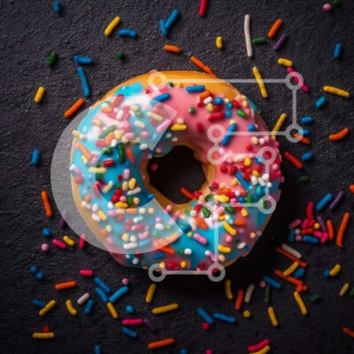 Intra Συλλεκτικό Ξύλινο Παζλ Plywood  4mm - Νόστιμη εικόνα ενός πολύχρωμου γυαλισμένου ντόνατ με ψεκασμούς Σε Ξύλινο Κουτί - Διαστάσεις: 10x10 cm – 25 κομμάτια - Image 1