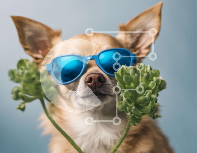 Intra Συλλεκτικό Ξύλινο Παζλ Plywood  4mm - Καφέ σκύλος με γυαλιά ηλίου και φύλλα Σε Ξύλινο Κουτί - Διαστάσεις: 10x10 cm – 25 κομμάτια